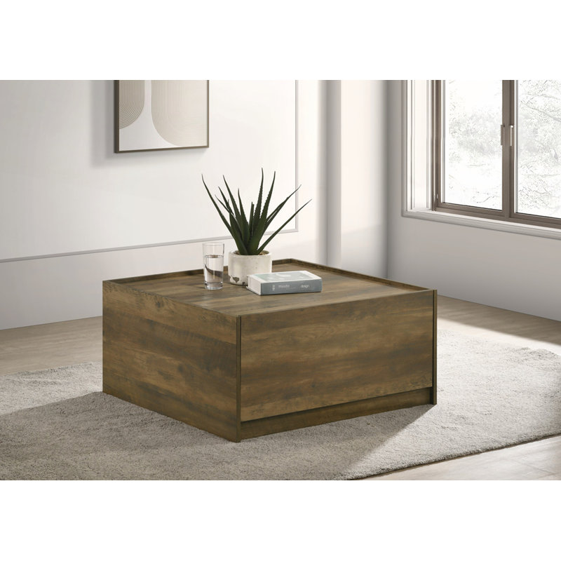 Table basse moderne carrée avec 2 tiroirs