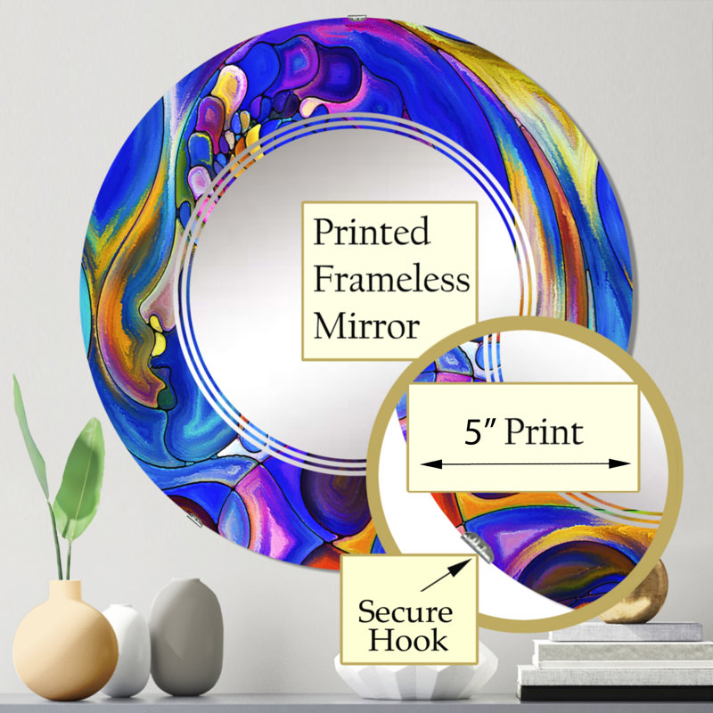 Série «Life Geometrie Series Interplay Of Humains» - Miroir mural moderne rond, 24 po x 24 po