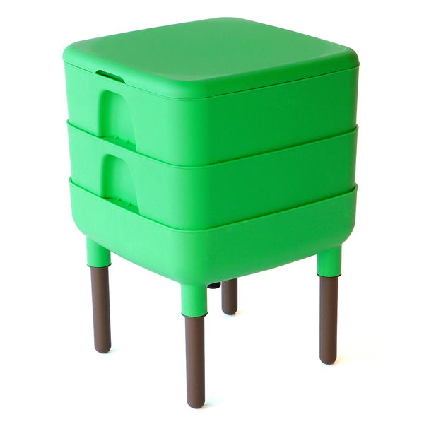 6 gallons Bac à vers en plastique avec couvercle verrouillable, Vert