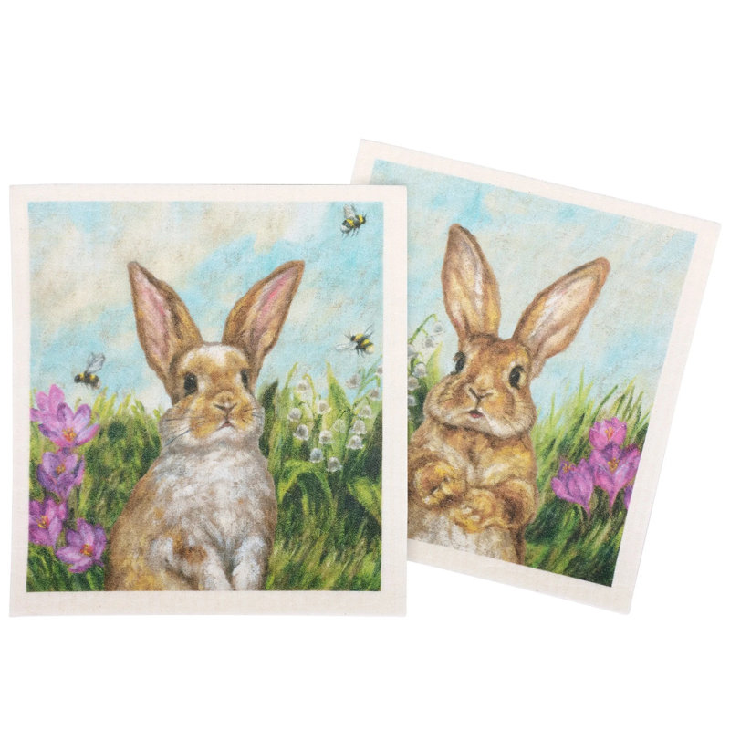  Garden Bunnies Swedish Dishcloth Set