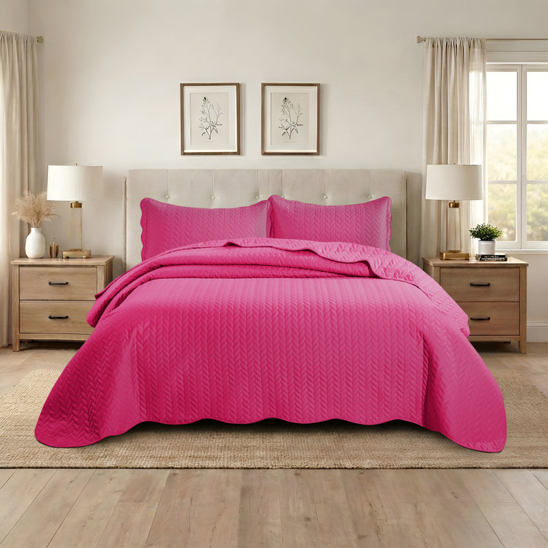Ensemble de couvre-lit matelassé embossé - Couvre-lit en microfibre ultra doux avec taies décoratives, literie de style hôtel pour tous les lits
