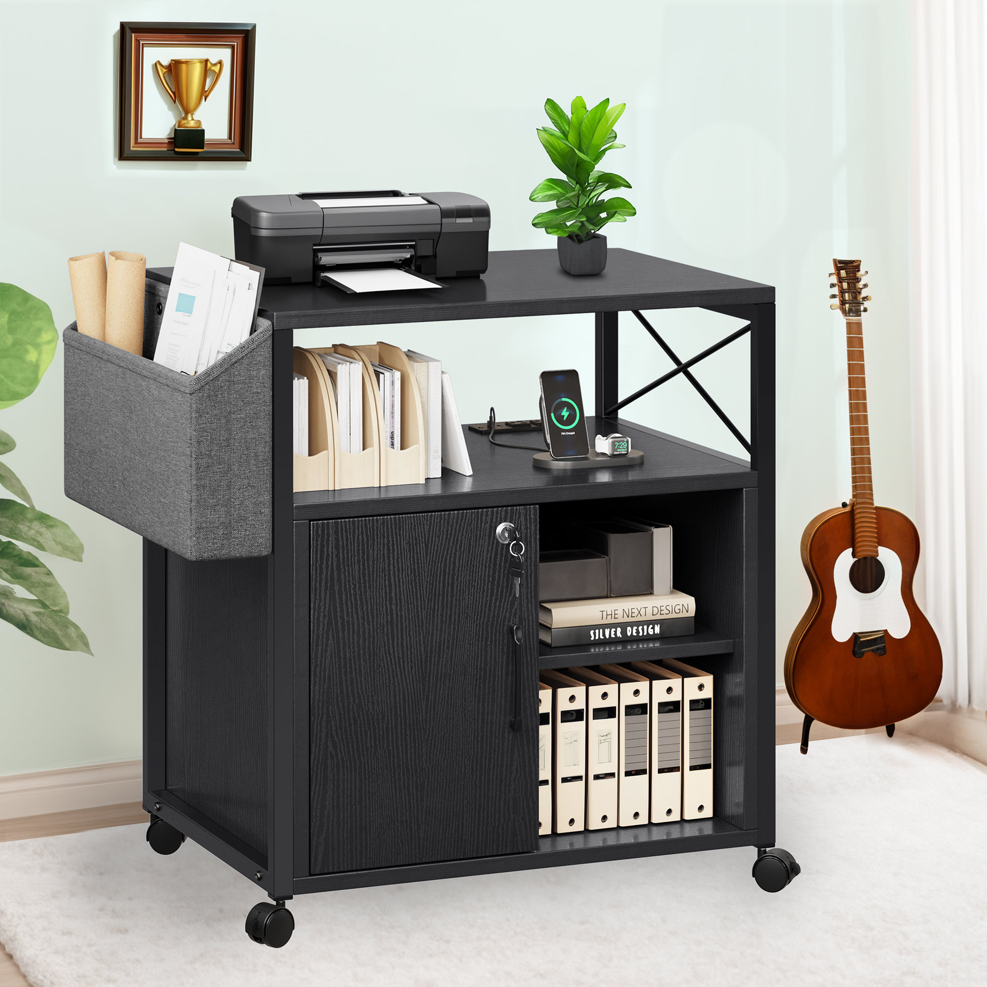 17 Stories Jalien Vintage Multi-functional Cabinet with Cable ...