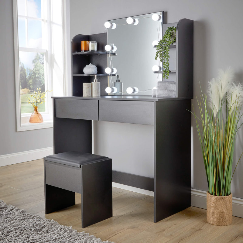 Rivian 2 Drawer Dressing Table with LED Mirror