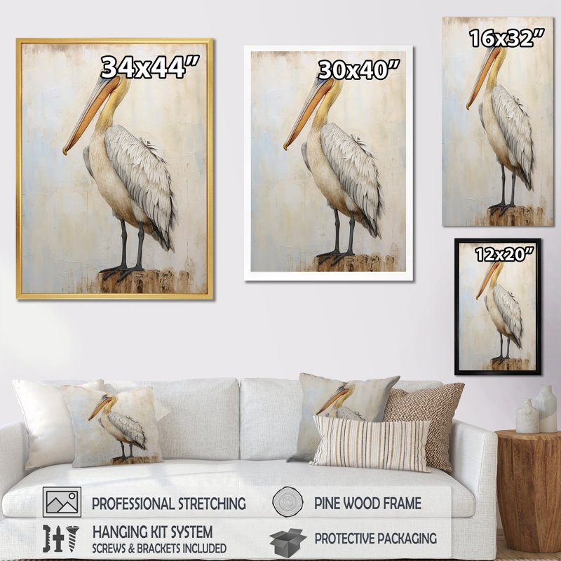 Pelicans Tranquil Perch IV sur toile, H 40 po x l 30 po x P 1,5 po, Toile tendue