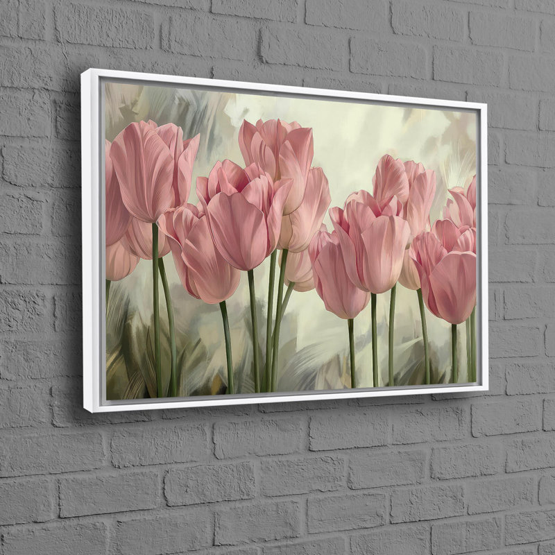 Affiche florale sur toile avec art mural 3D de tulipes pour cadeau personnalisé de grand-mère, H 10 po x l 14 po, Blanc