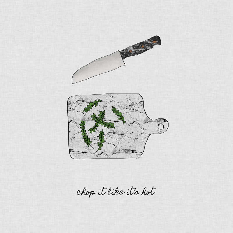 «Chop It Kitchen Quote», impression sur toile tendue, H 36 po x l 36 po, Oui, Cadre simple argenté