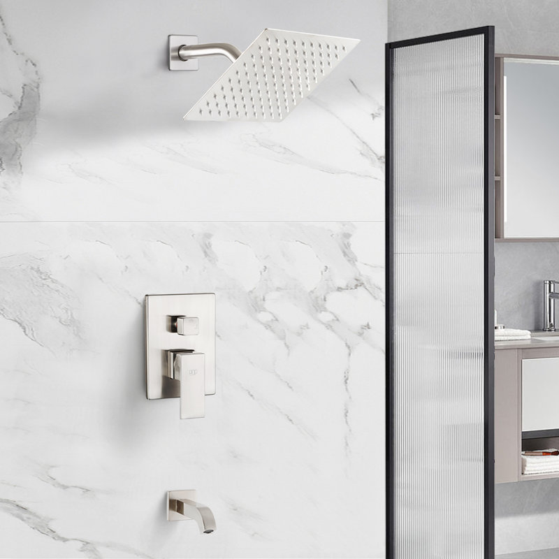 Robinet de douche avec bec de baignoire, Nickel brossé