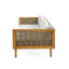 Lit de jour à accoudoirs, matériau en bois, coussins gris à eau, chaise de piscine à panneaux à lattes, 68,74 l 31,69 p 24,41 h, assemblage requis avec, construction, X