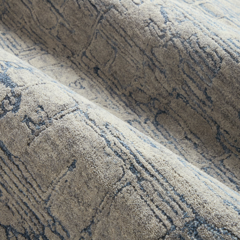Town & Country Luxe Remi Abstract Line Art Handcrafted Area Rug Grey/Blue, Rectangle 5' x 7’