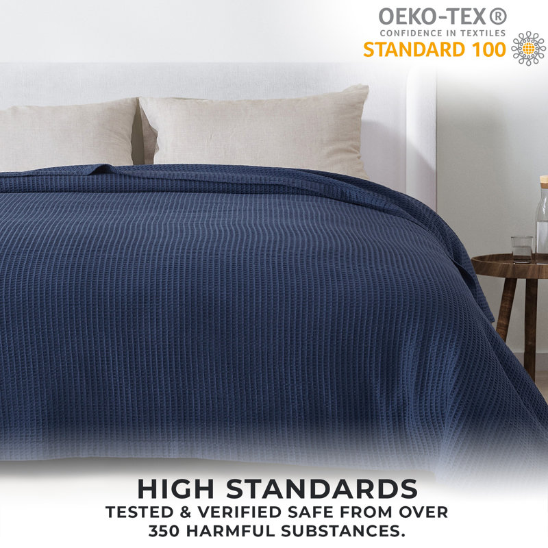 Navy Cotton Waffle Weave 50" x 60" Throw Blanket