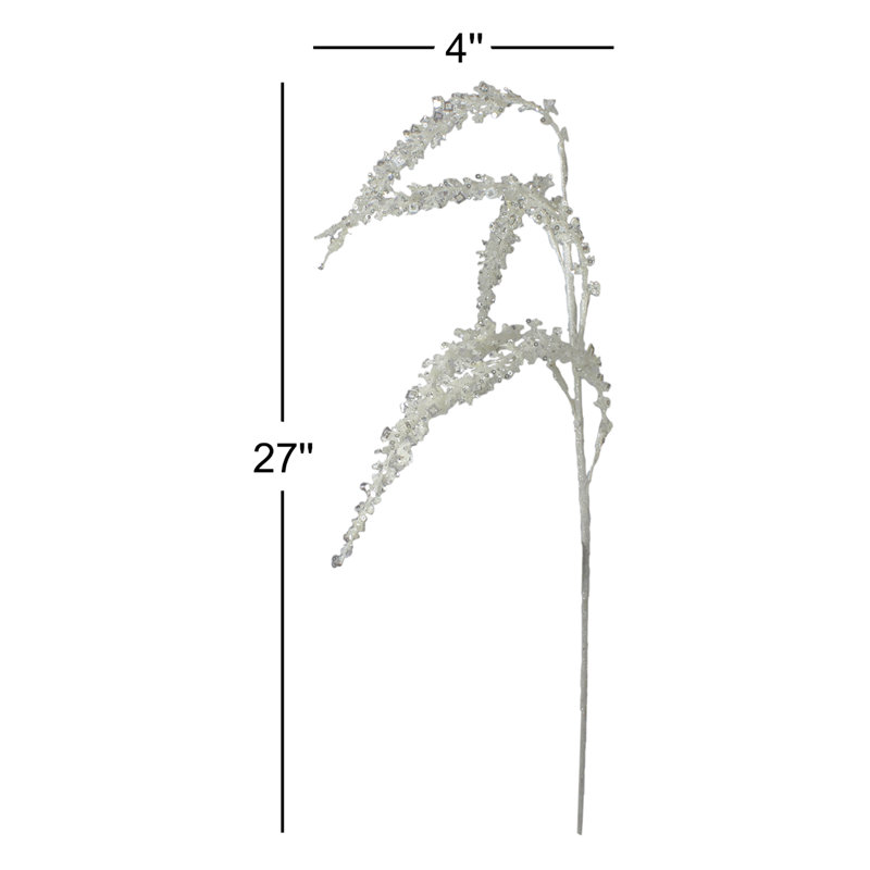 Sequins And Glitter Weeping Artificial Spray - 27" - White