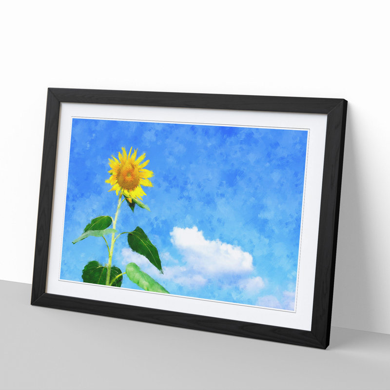 Sunflower Vol.3 - Picture Frame Painting, 36cm H x 48cm W x 2cm D, Black Framed