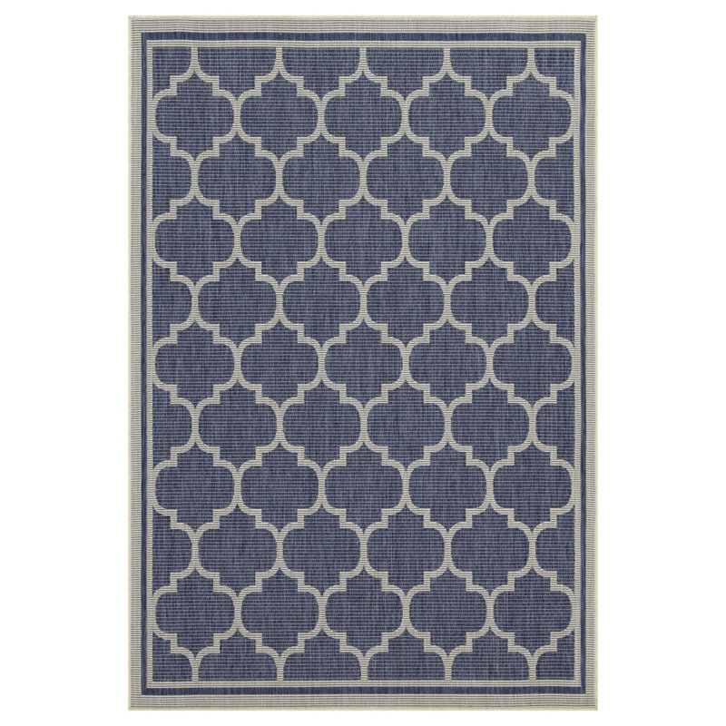 Tapis intérieur / extérieur bleu en polypropylène résistant aux taches