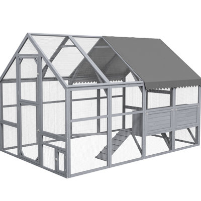 Gray Large Chicken Coop, Accommodates 8 - 12 Chickens, Waterproof And Top Cover, Roosting Bar Nesting Boxes Coop For Color, Quick Setup, Secure On Door, Split Front Door Cleaning