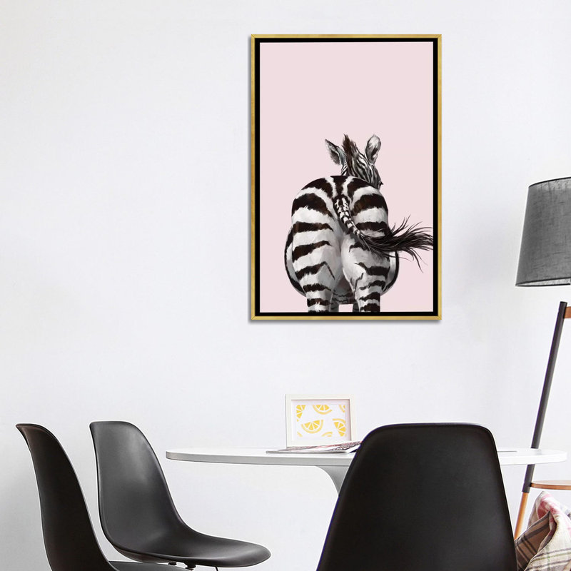 Art à bout zèbre, H 40 po x l 26 po x P 1,5 po, Toile encadrée d'or