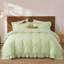 Ensemble de housse de couette de luxe 100% coton de très grande taille - Vichy vert avec bords à volants, ensemble de literie respirant doux 3 pièces, fermeture à glissière et 8 attaches de coin-131405120-131405115