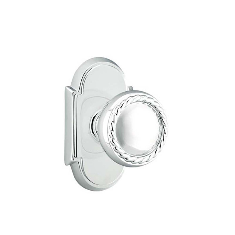 Ensemble de boutons de passage Emtek avec rosette et bouton de corde # 8, Chrome brillant