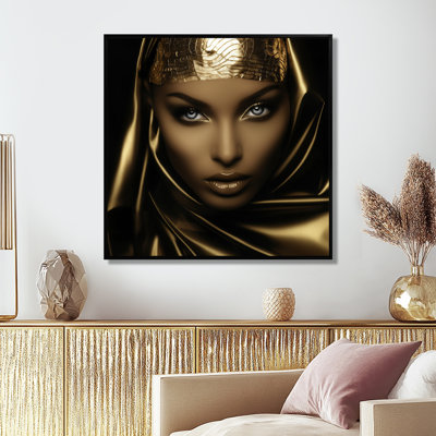 Glam Beauty Fashionista Golden Tribal Make-Up - Fashion Woman Wall Art Living Room