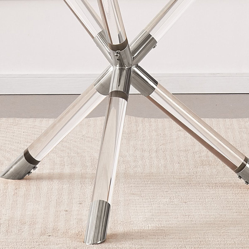 Damaury Dining Table, Silver/Clear