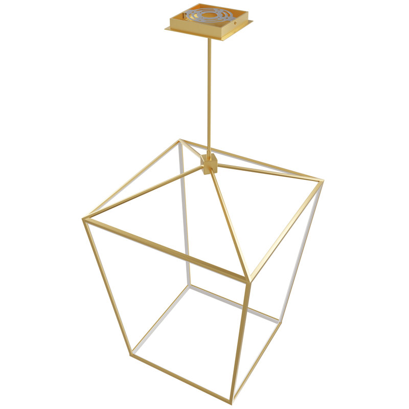 Luminaire suspendu géométrique 1 lumière DEL Lollar, Or, H 42 po x l 30 po x P 42 po