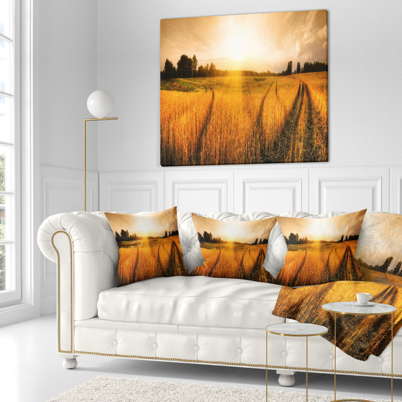Coussin Wheat Field at Sunset Panorama - Landscape
