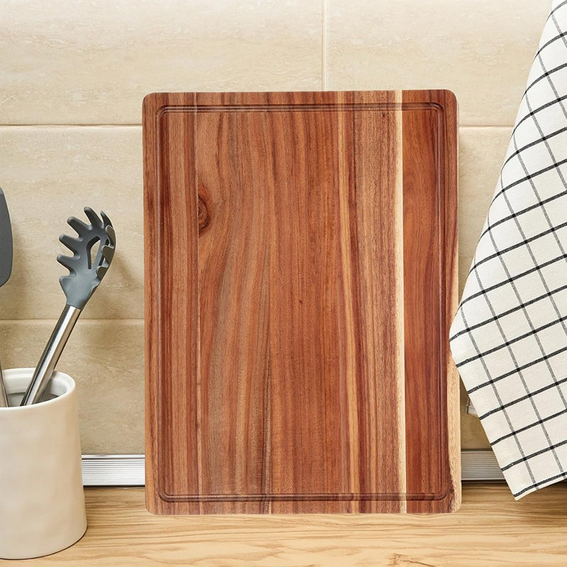 Planche à découper réversible en bois de 1,5 po d'épaisseur - Rainure profonde, charcuterie et planche à fromage, idéale pour hacher de la viande
