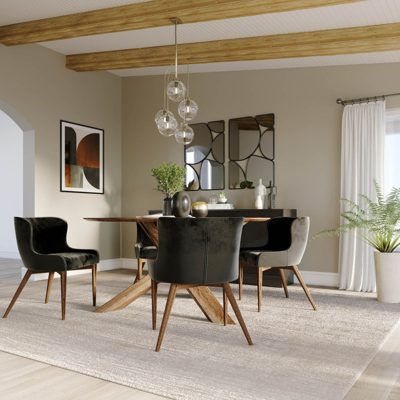 Devinee 60" Wide Mango Wood 3-Legged Dining Table, Brown