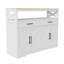 140cm Large Farmhouse Sideboard with X-Frame Design, 2 Drawers & 2-Door Cabinet, Scandinavian Kitchen Storage Console,  White & Oak