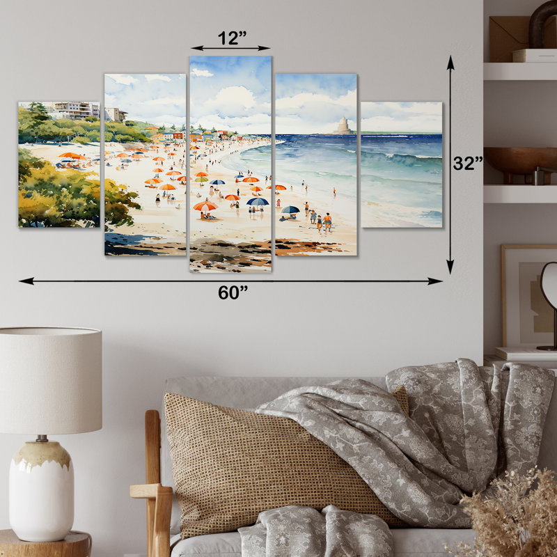 Art mural rétro sur toile, "Troli Beach I"