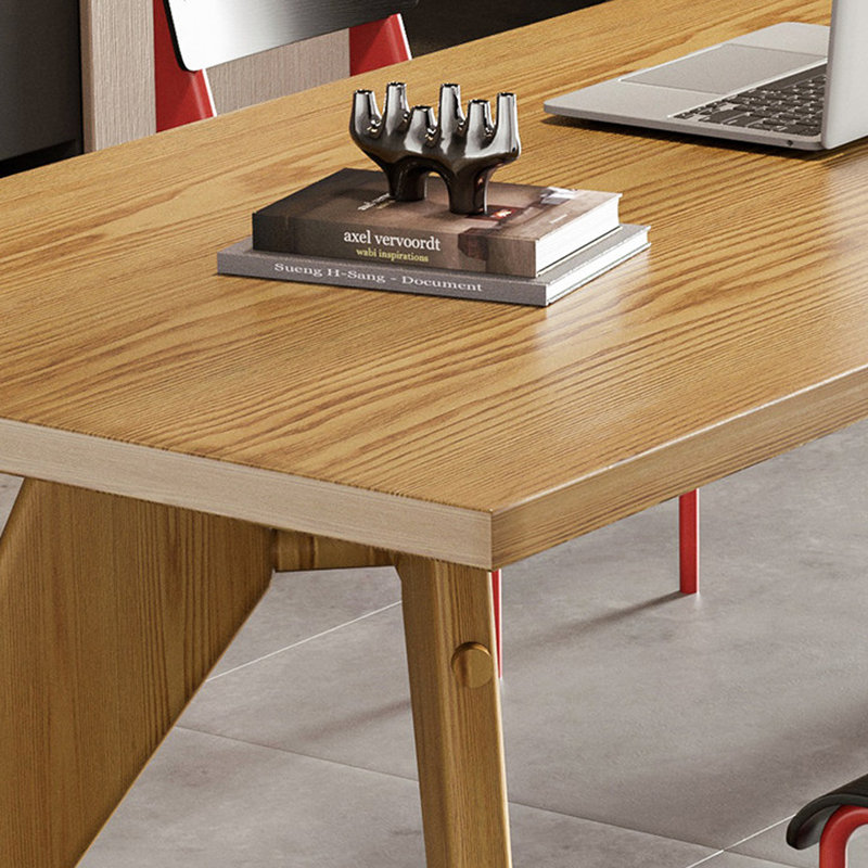 Modern Durable Multi-functional Rectangular Desk, Light Brown/Brown, 29.52" H x 70.86" W x 31.49" D