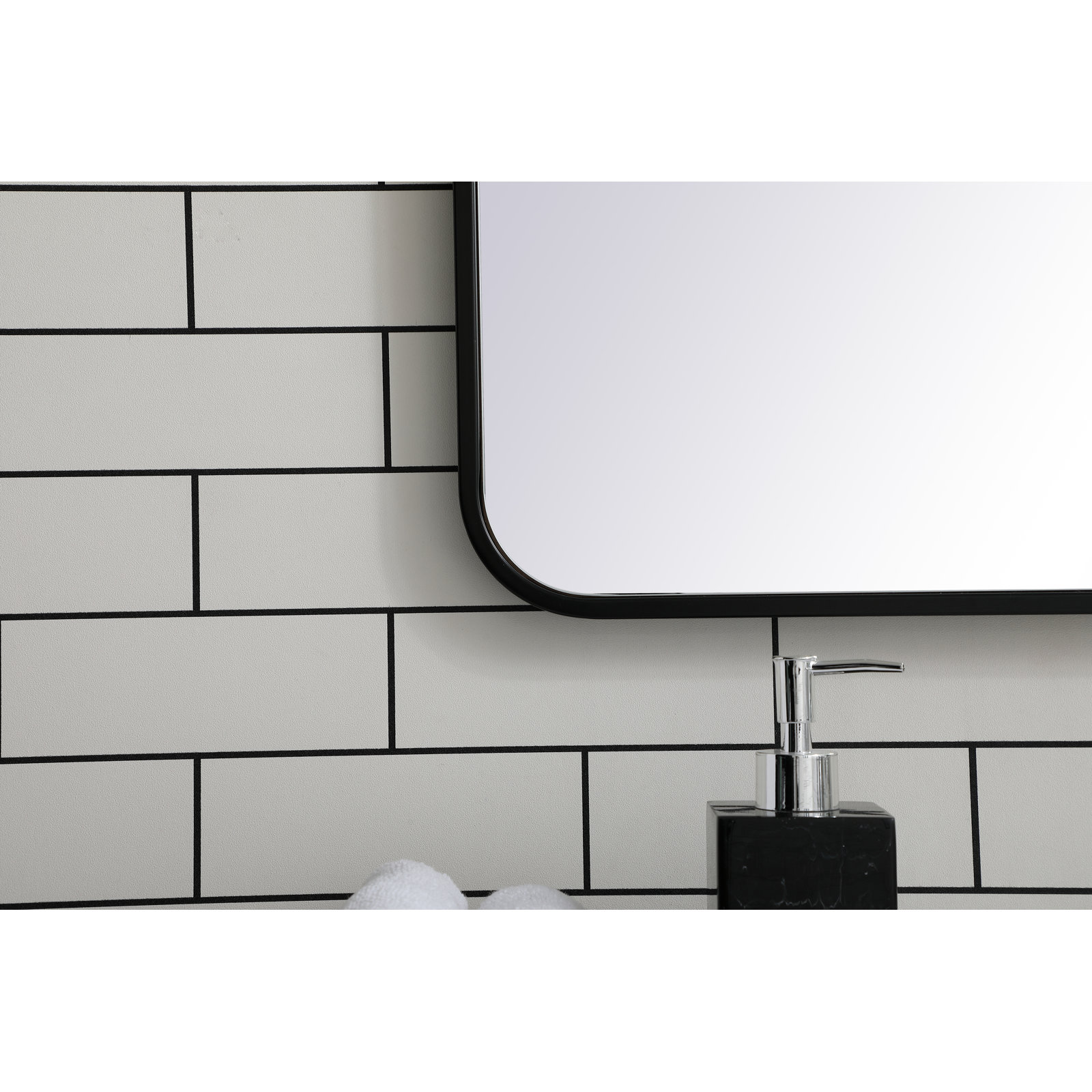 Sabine Metal Rounded Rectangle Wall Mirror, Black, 40" x 27"