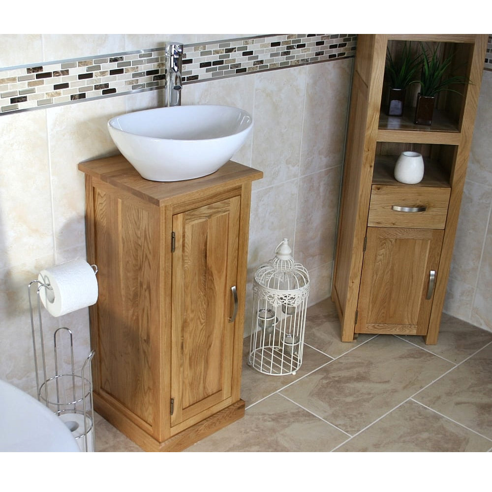 Craine Compact Solid Oak 350mm Free-Standing Vanity Unit