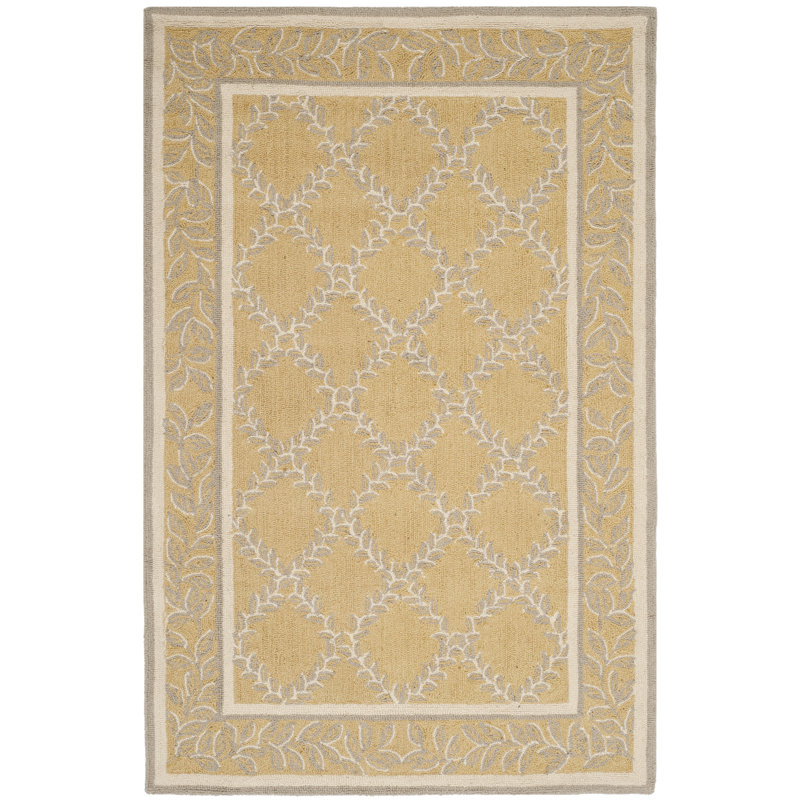 Jonsson Hand Hooked Wool Pile Geometric Rug, Rectangle 3'9" x 5'9"