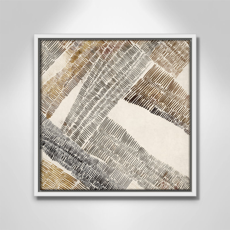 «Essence of Neutralité II» par Casa Fine Arts, H 13,5 po x l 13,5 po x P 2 po, Pas de tapis, Toile encadrée flottée blanche