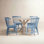 Lana Round Dining Table Set With Blue Wooden Side Chairs