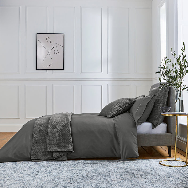 Andaz 300 TC Egyptian Quality Cotton Duvet Cover, Double Duvet Cover, Charcoal