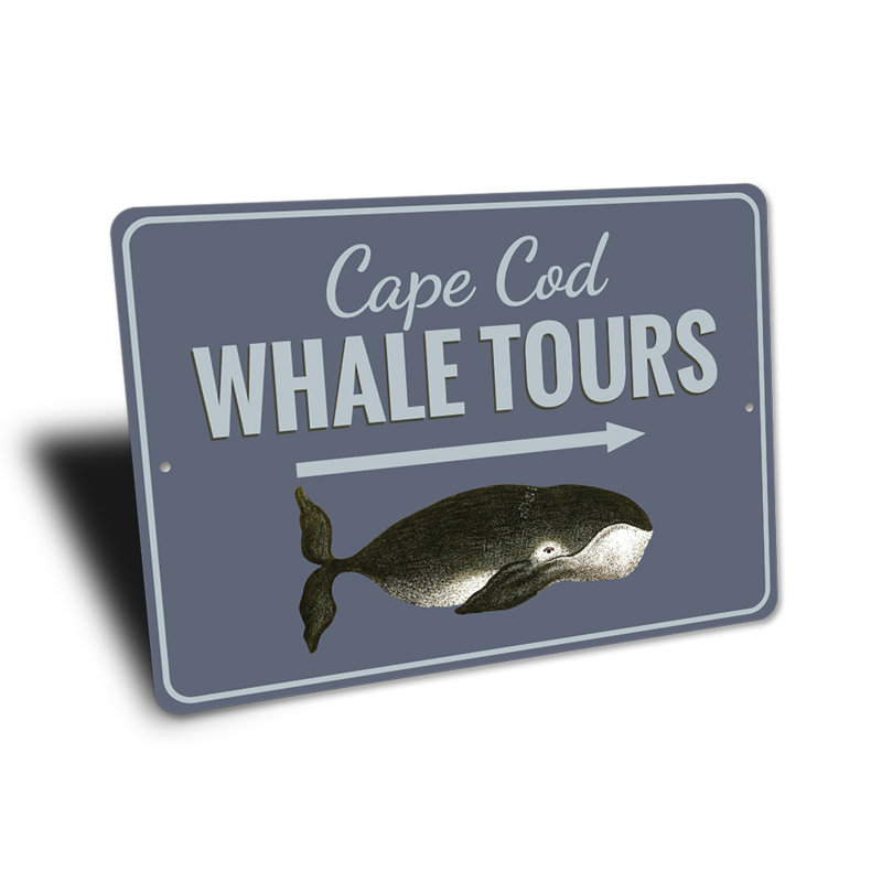 Panneau en aluminium Cape Cod Whale Tours, H 12 po x l 18 po x P 0,06 po