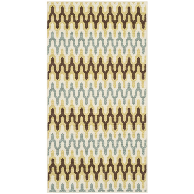 Tapis beige/bleu/brun Kelston
