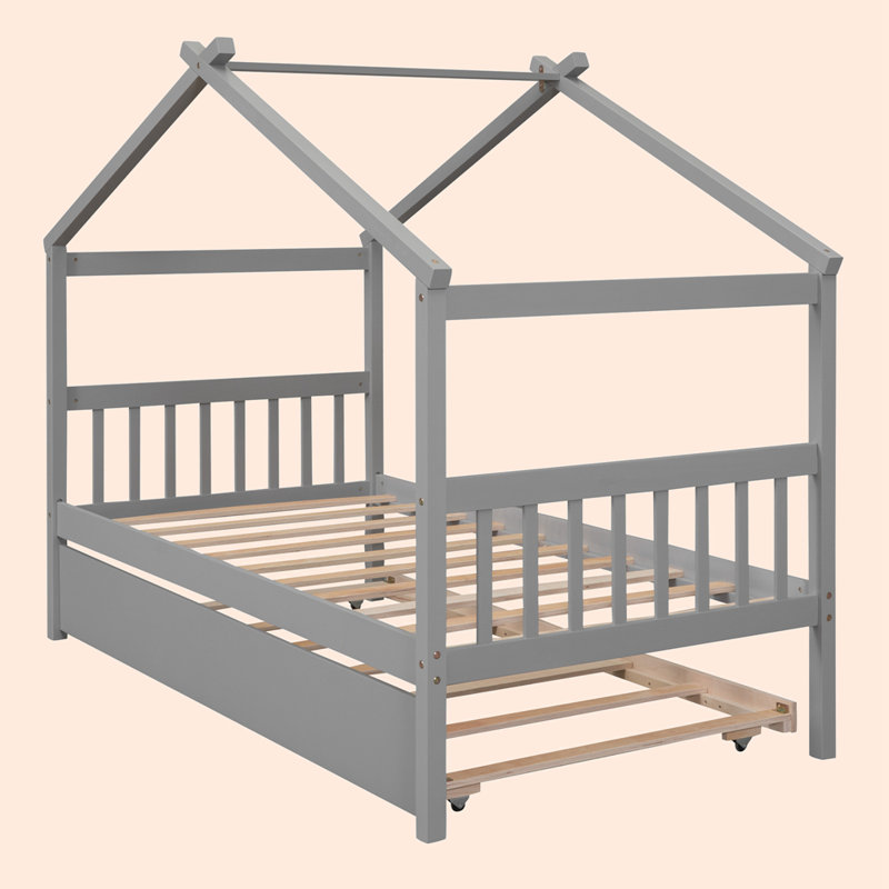 Travilah Slat Bed, Gray, Twin