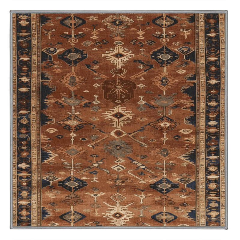Machine Washable Turkish Brown Area Rug, Square 8'