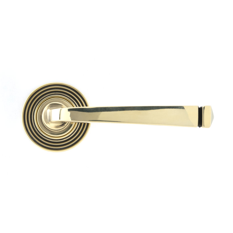 Avon Round Lever on Rose Set (Beehive) - Unsprung, Aged Brass