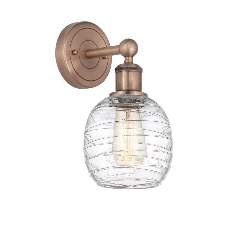 Cheraw Armed Sconce, Deco Swirl, Antique Copper