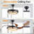 Aden Retractable LED Ceiling Fan with Remote & 6-Speed Adjustable
