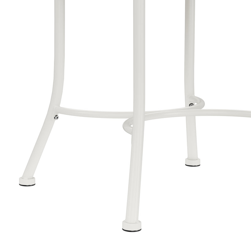 Tabouret de coiffeuse Felan, Blanc brillant, Blanc