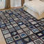 Tapis ivoire et bleu noué à la main de haute qualité
