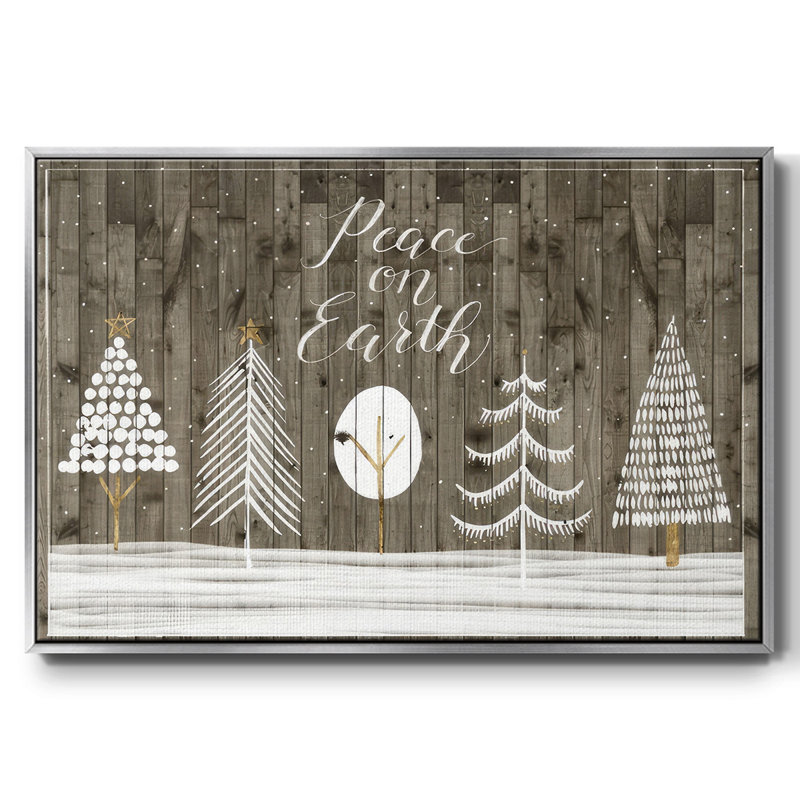Wooded White Christmas Collection A, reproduction d'art sur toile, H 17 po x l 25 po x P 1,5 po, Argent, Argent