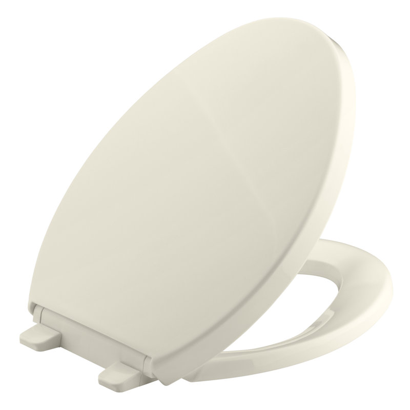 Saile Quiet-Close with Grip-Tightelongated Toilet Seat, Non Ready Latch, Almond