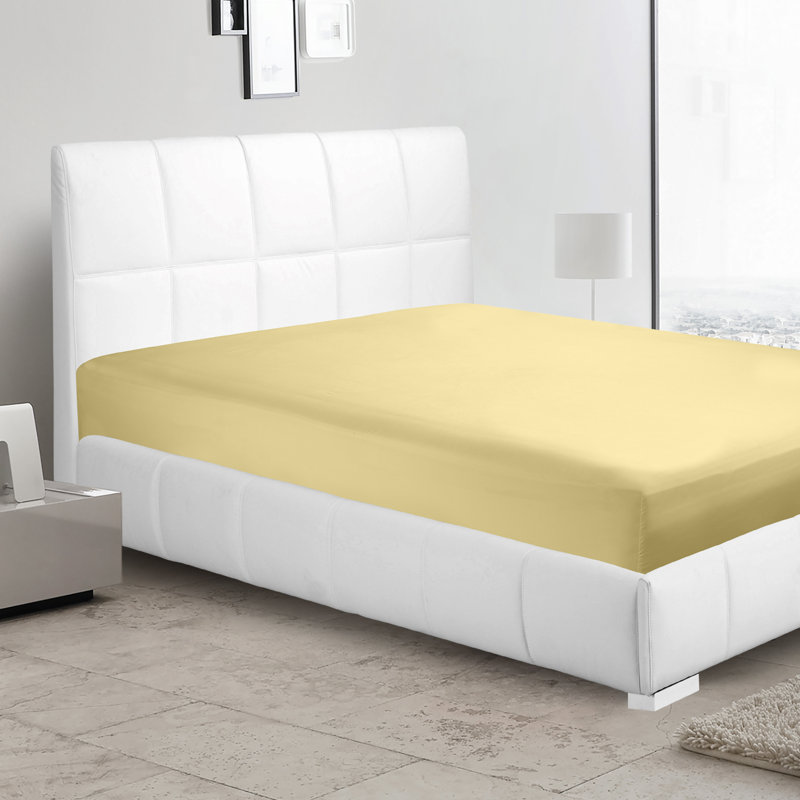 Premier Single Deep Pocket Solid Color Fitted Sheet., Mellow Yellow, Queen