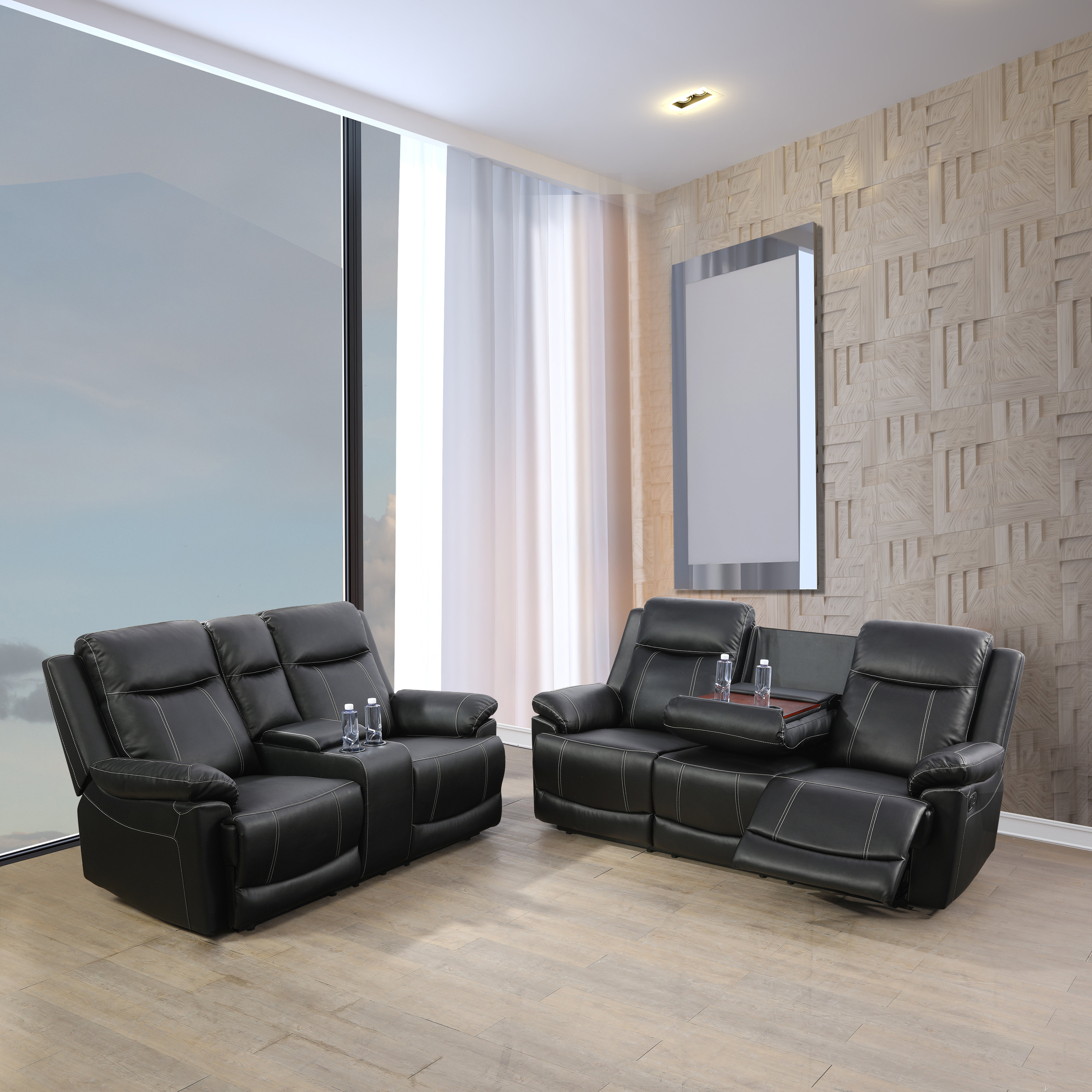Ebern Designs Airica 2 Piece Faux Leather Reclining Living Room Set ...