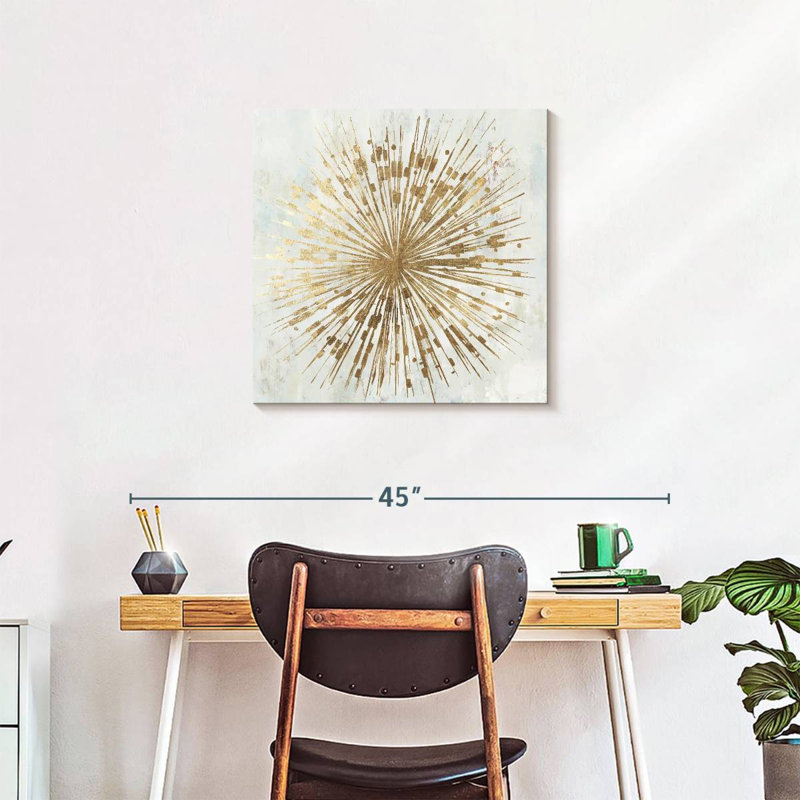Étoile dorée sur toile, H 24 po x l 24 po